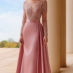Sophisticated Long Sleeve Pink Gown